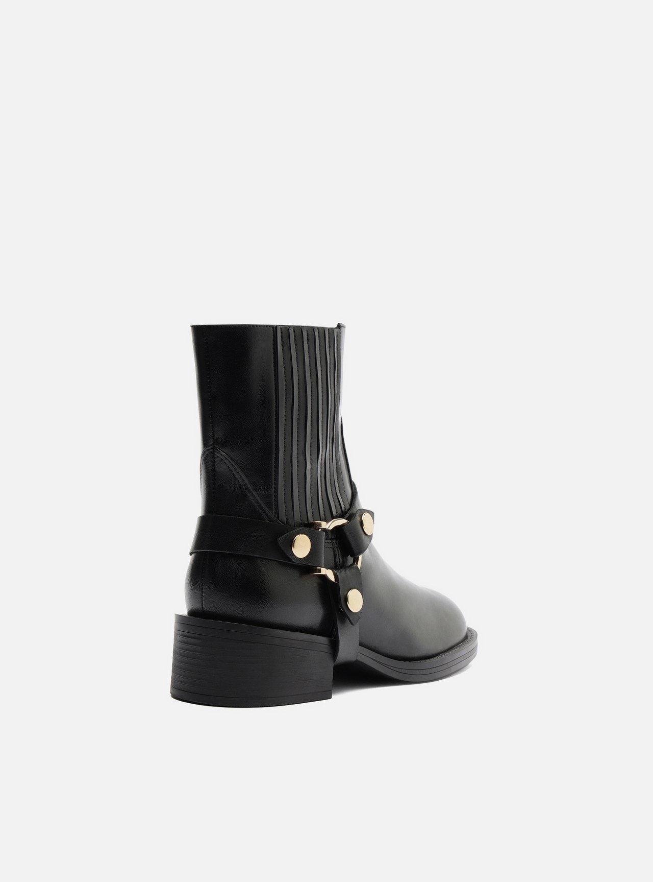 Bota Preta Couro Cano Curto Bloco Metal Biker — foto 3