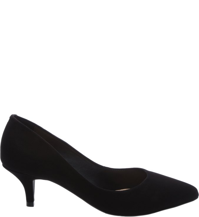 Scarpin Nobuck Bico Fino Salto Baixo Preto