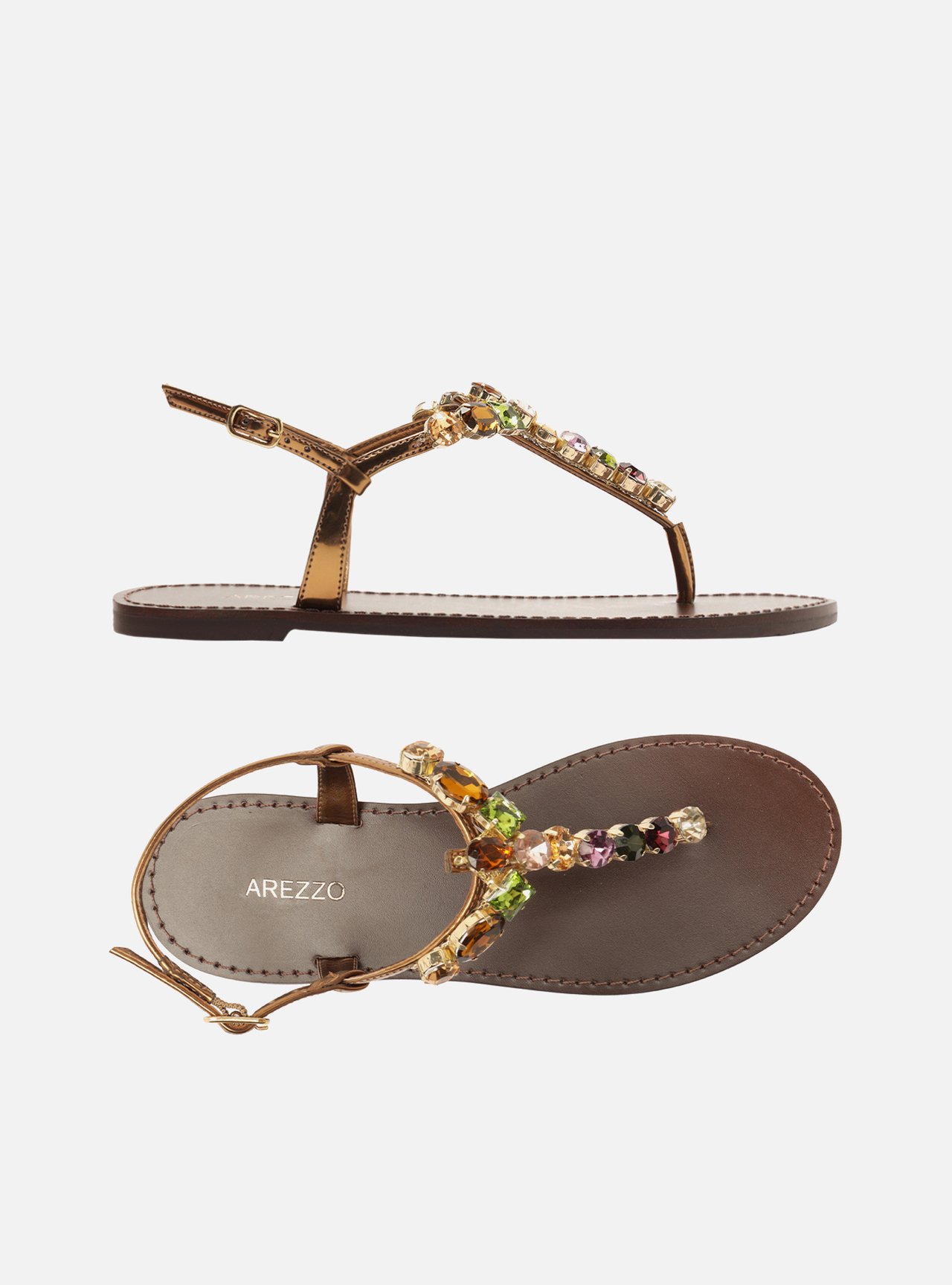 Sandália Rasteira Bronze Slim Pedrarias — foto 5