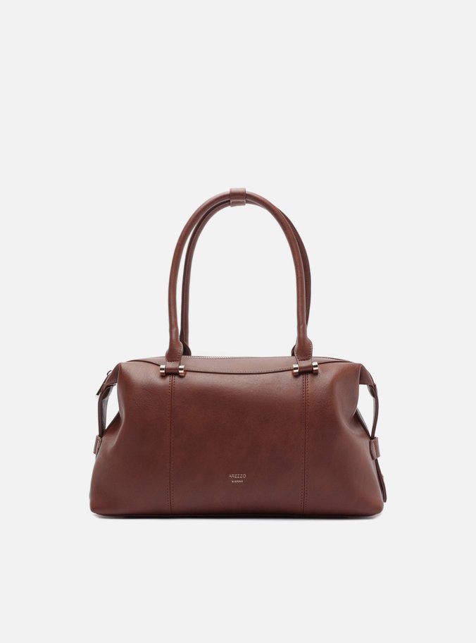 Bolsa Hobo Marrom Couro Média Metais