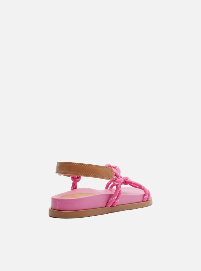 Sandália Papete Rosa Couro Custom Anklet