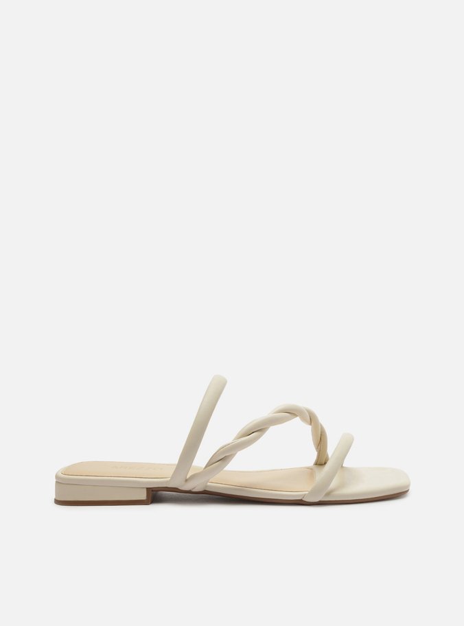 Sandália Rasteira Branca Multitiras