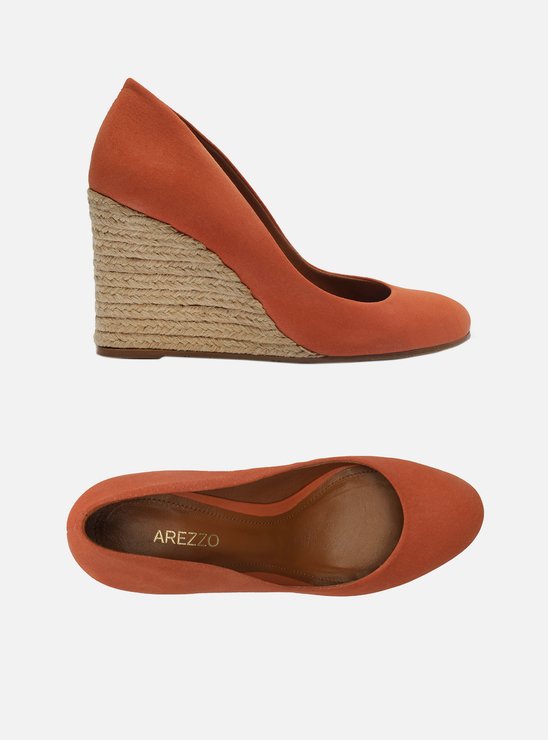 Scarpin Laranja Couro Soft Rum