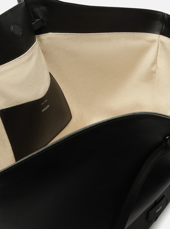 Bolsa Shopping Preta Couro Grande Soft Tiras