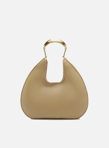 Bolsa Tiracolo Bege Couro Média Metal Bold