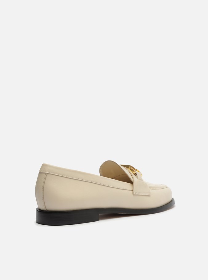 Mocassim Off-White Couro Metal Livia