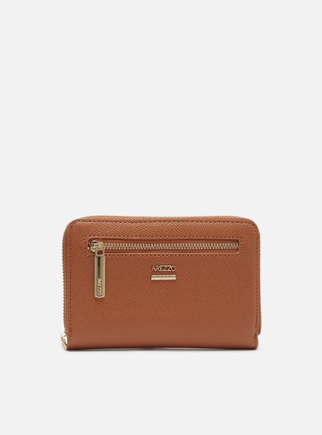 Carteira Marrom Média Bolso Zíper