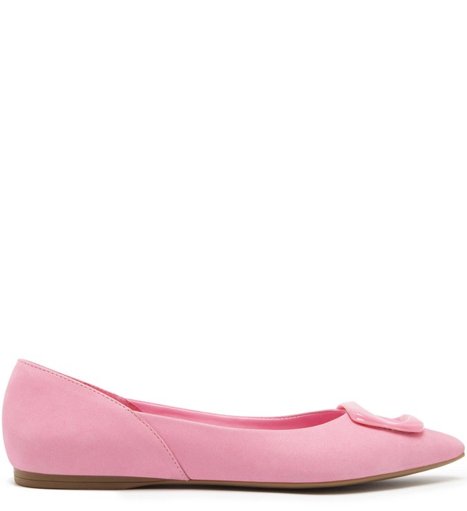 Sapatilha Nobuck Bico Redondo Fivela Baby Pink