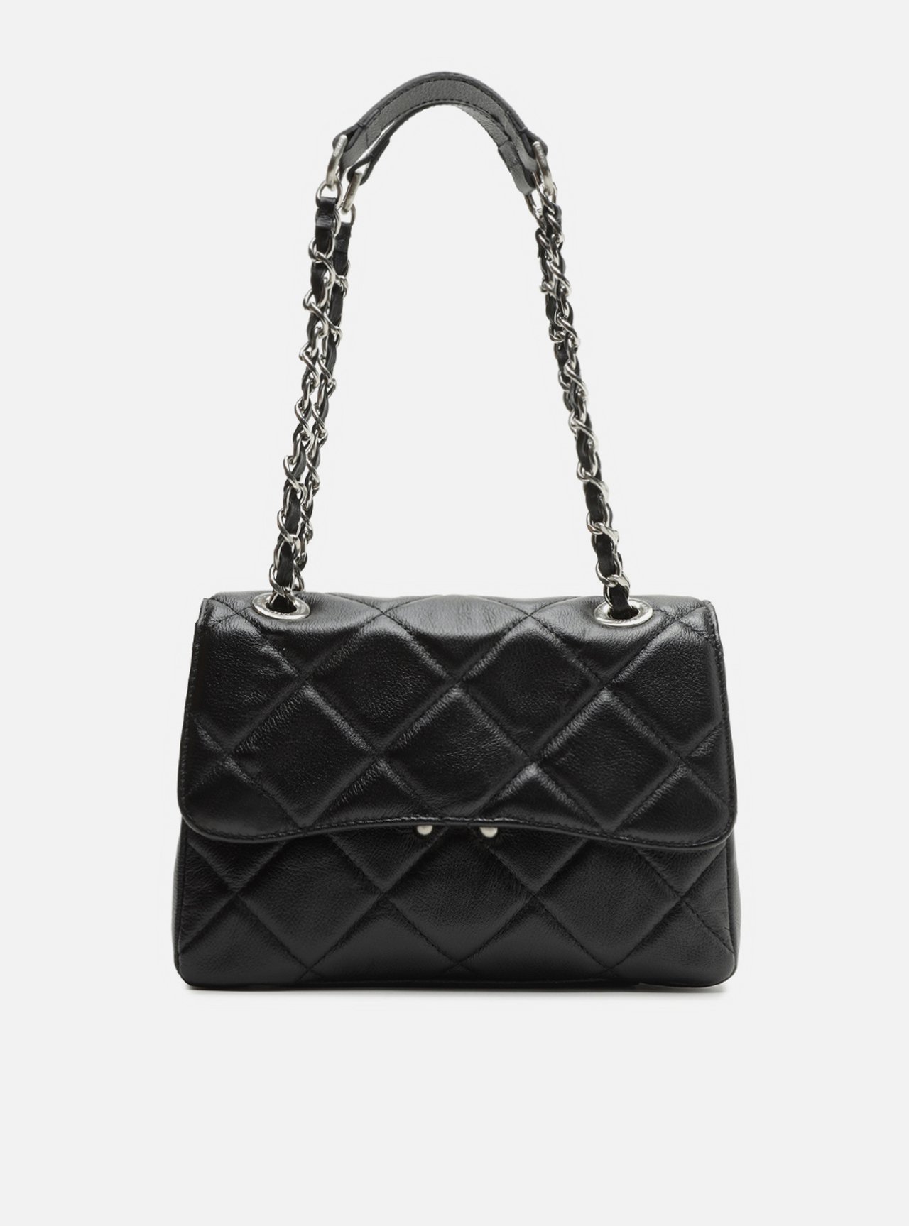 Bolsa Tiracolo Preta Couro Mizz Média — foto 1