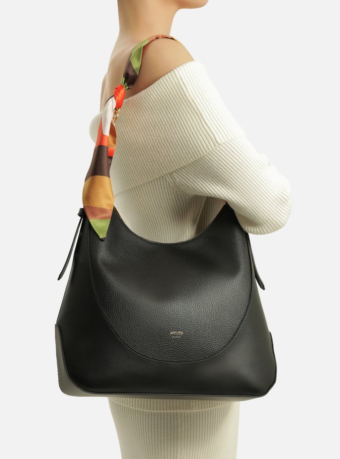 Bolsa Hobo Preta Grande Alça Lenço