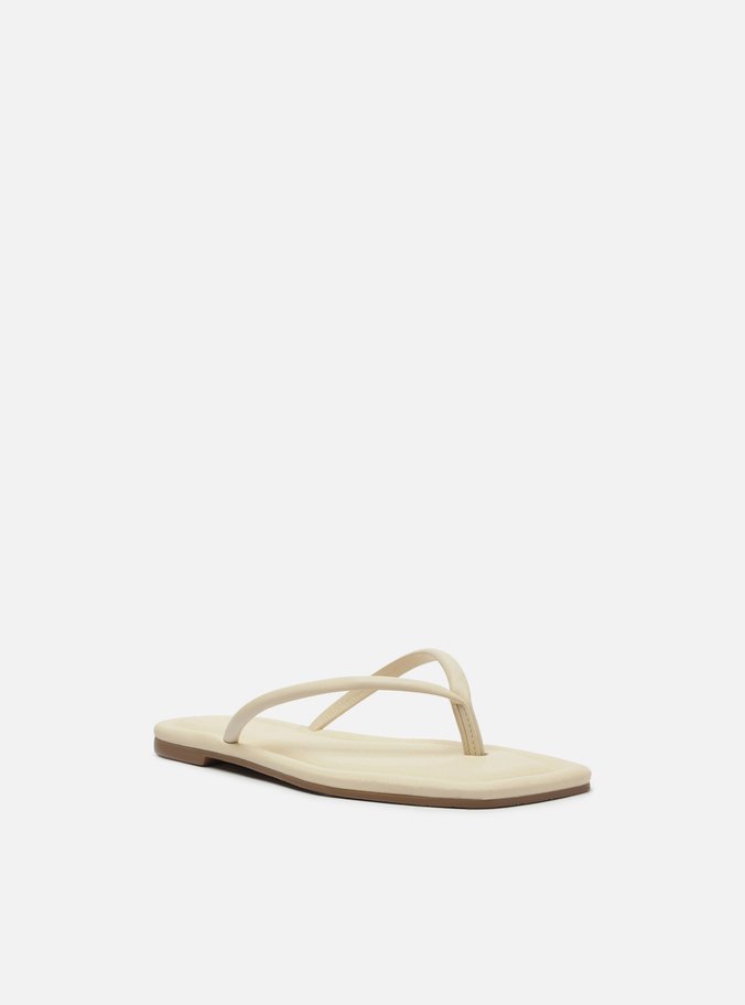 Rasteira Branca Flip Flop Bico Quadrado