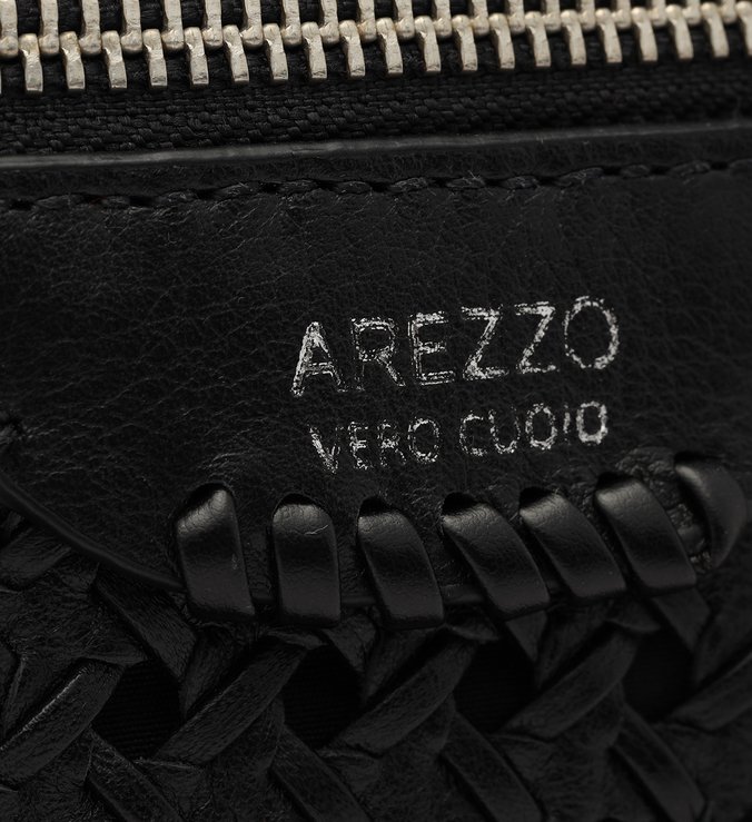 Bolsa Tiracolo Preta Couro Tressê Adriana