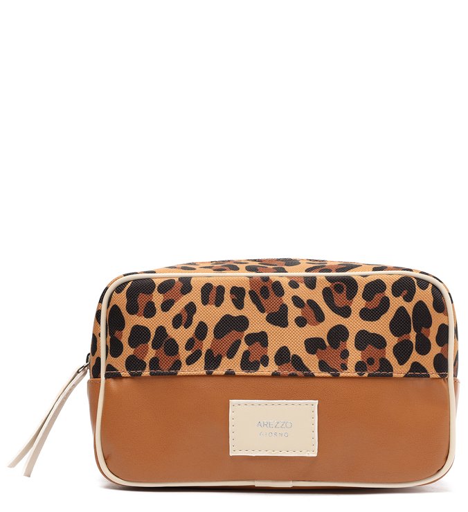 Necessaire Marrom Lona Grande Onça