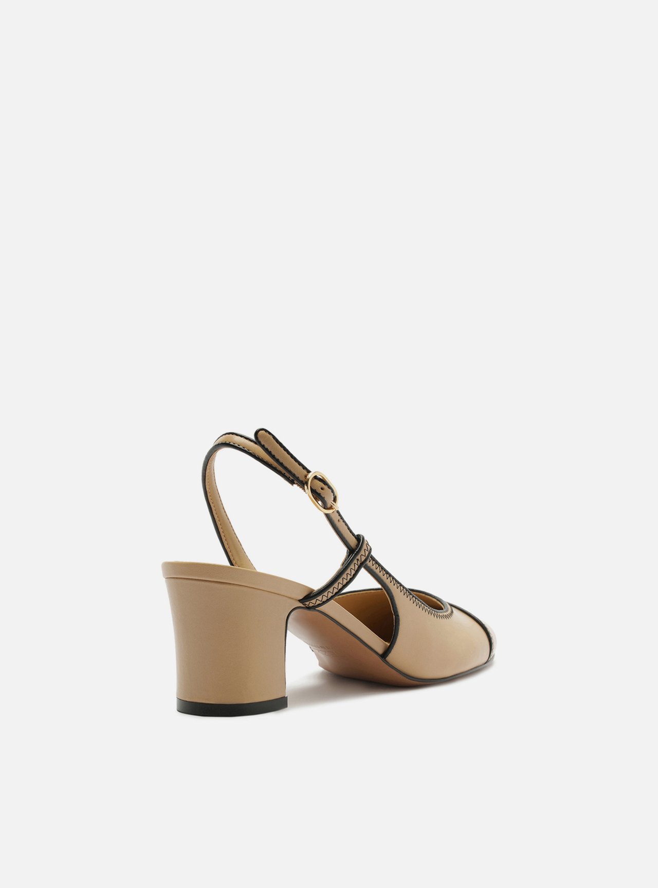 Scarpin Nude Salto Bloco Fivela Slingback — foto 3