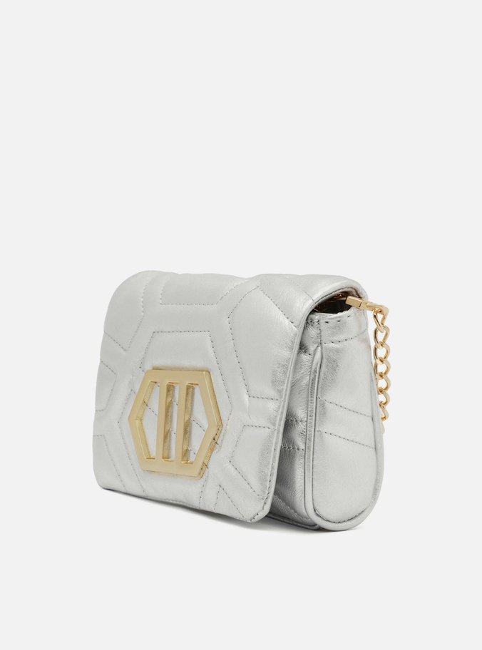 Bolsa Tiracolo Prateada Couro Emma Pequena