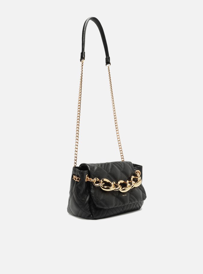 Bolsa Tiracolo Preta Couro Matelassê Média