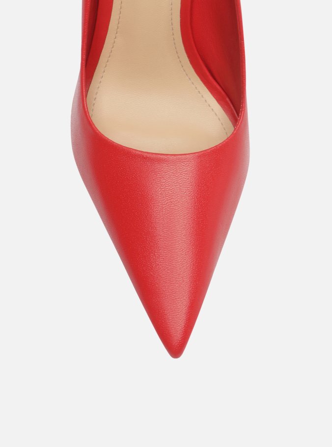 Scarpin Vermelho Couro Salto Fino Bico Fino