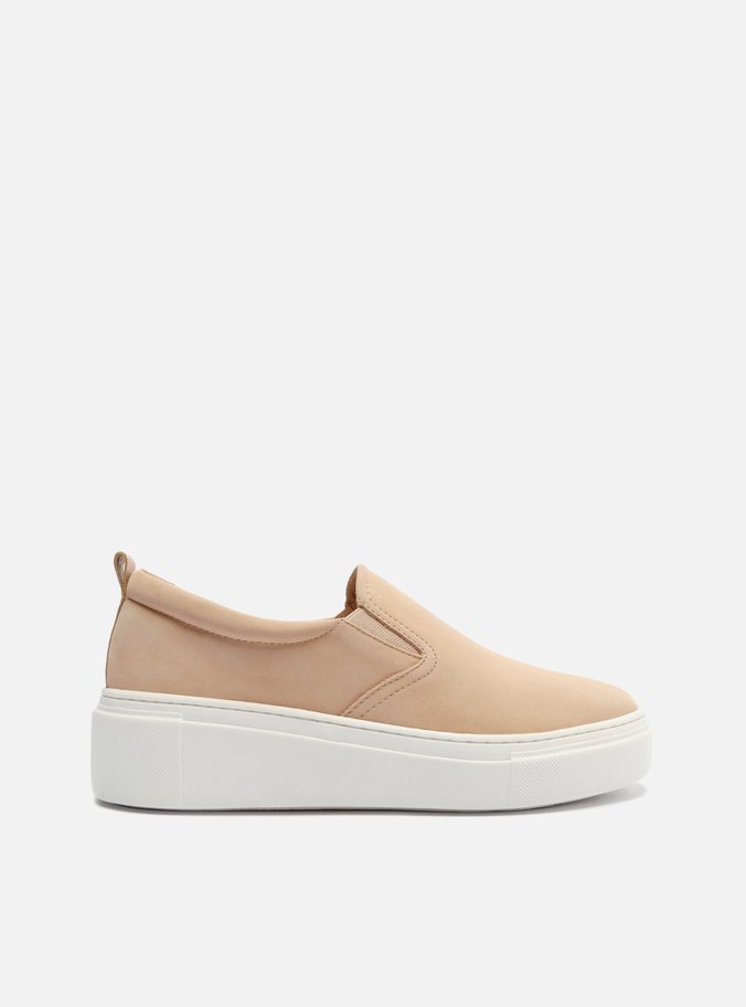 Tênis Slip On Bege Nobuck Flatform