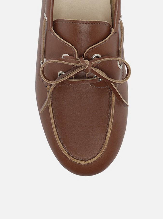 Mocassim Dockside Marrom Couro Amarração