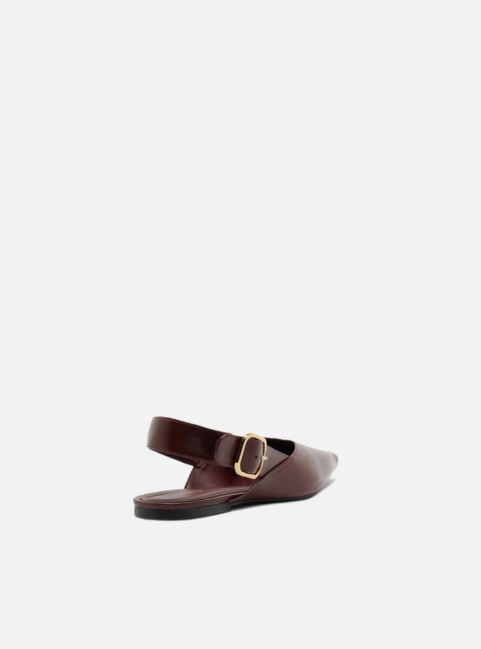 Sapatilha Vermelha Couro Slingback Fivela