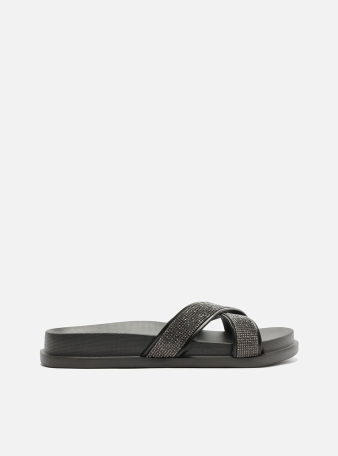 Slide Preta Strass Lara Brizza