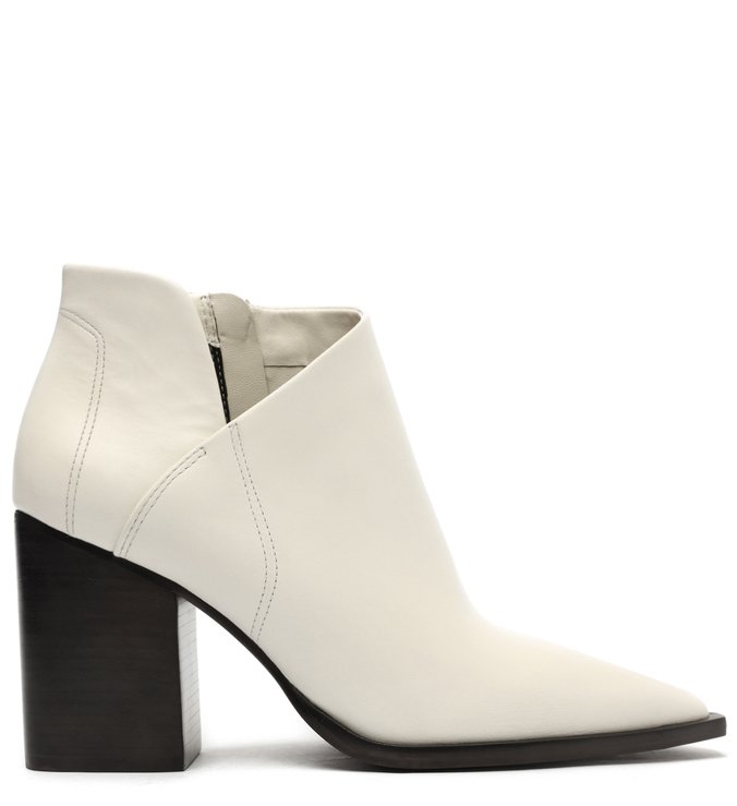 Bota Branca Couro Cano Curto Bloco