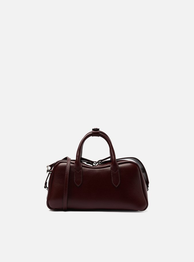 Bolsa Tiracolo Vinho Couro Pequena Zíper Duplo