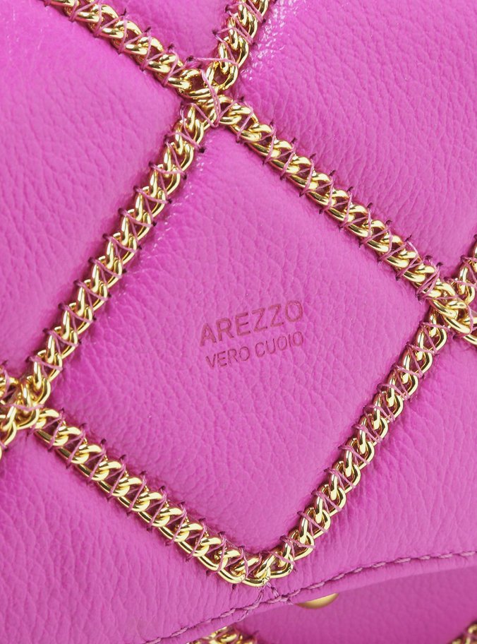 Bolsa Tiracolo Rosa Correntes Couro Mizz Pequena
