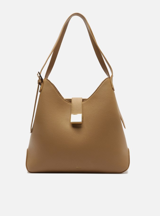 Bolsa Hobo Marrom Grande Metal