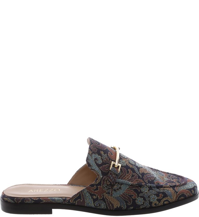 Mule Flat Retrô Jacquard Little Metal