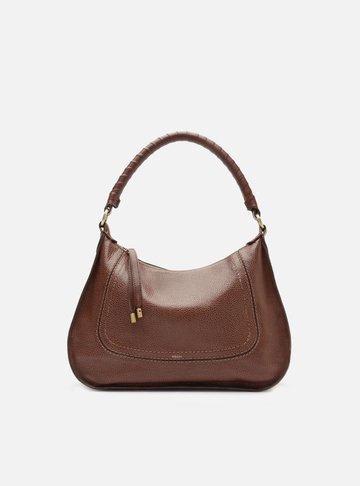 Arezzo — Bolsa Hobo Marrom Couro Média Alça Trançada