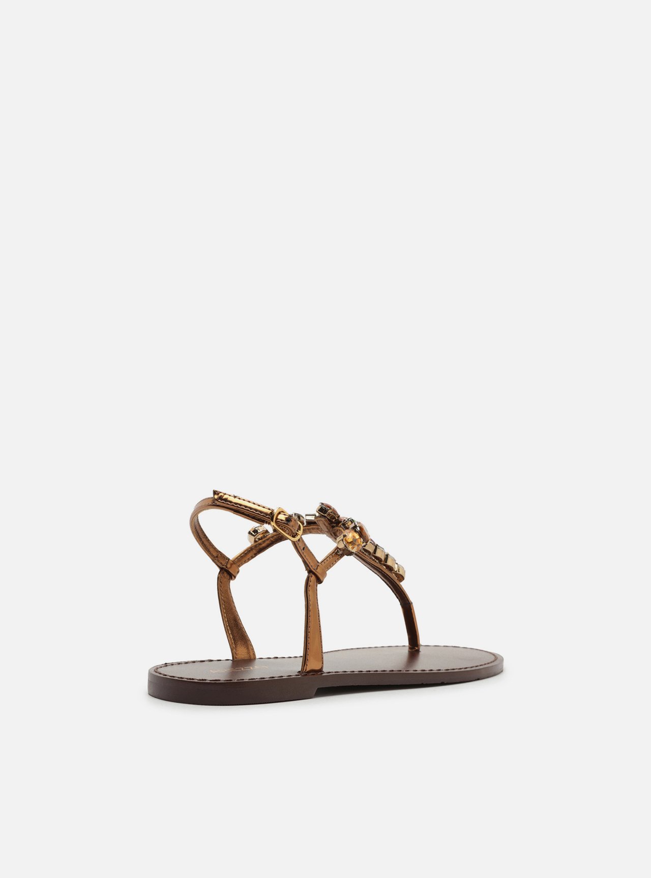 Sandália Rasteira Bronze Slim Pedrarias — foto 3