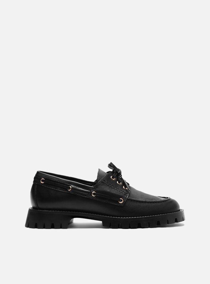 Mocassim Dockside Preto Couro Tratorado