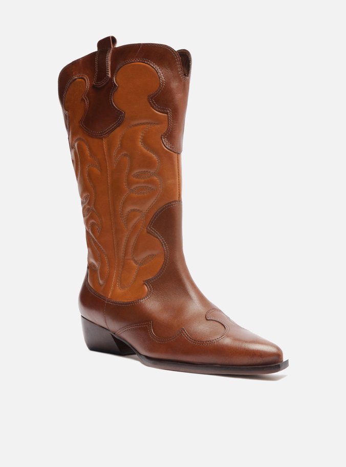 Bota Marrom Couro Cano Médio Western Georgia
