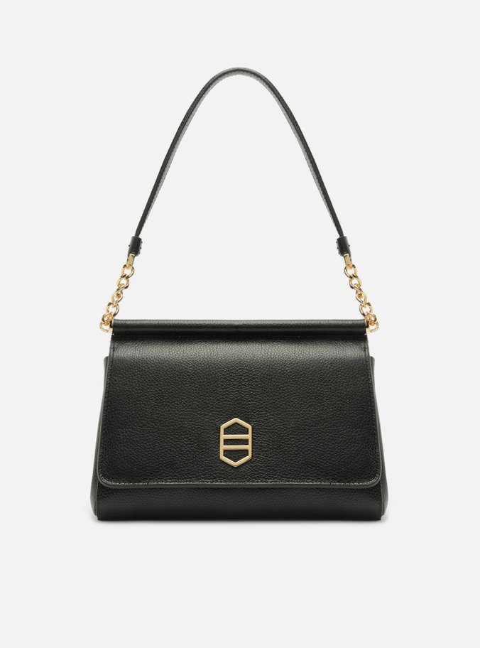 Bolsa Tiracolo Preta Couro Média Alça Curta