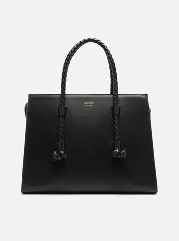 Bolsa Tote Preta Grande Alças Corda