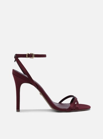Sandália Vermelho Cetim Salto Fino