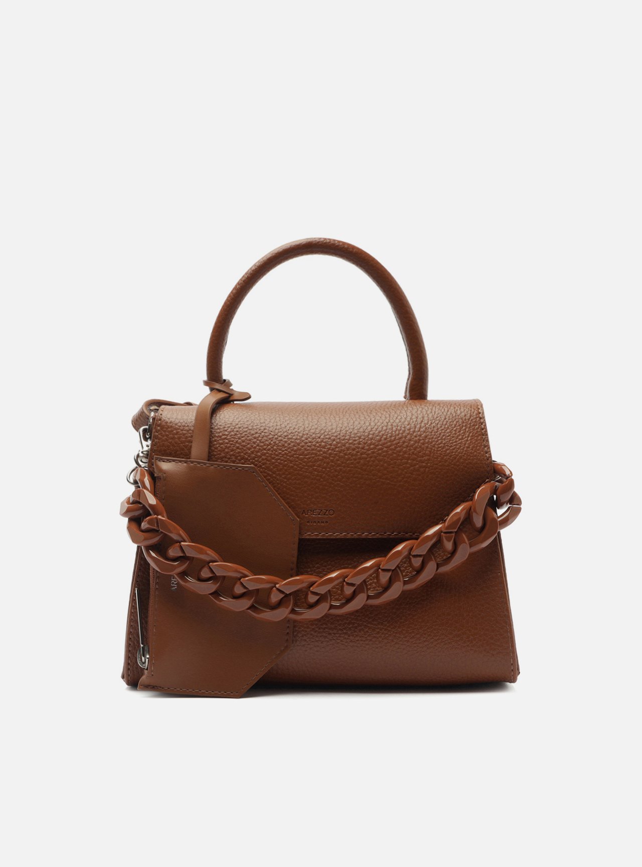 Bolsa Tote Marrom Média Alça Corrente — foto 1