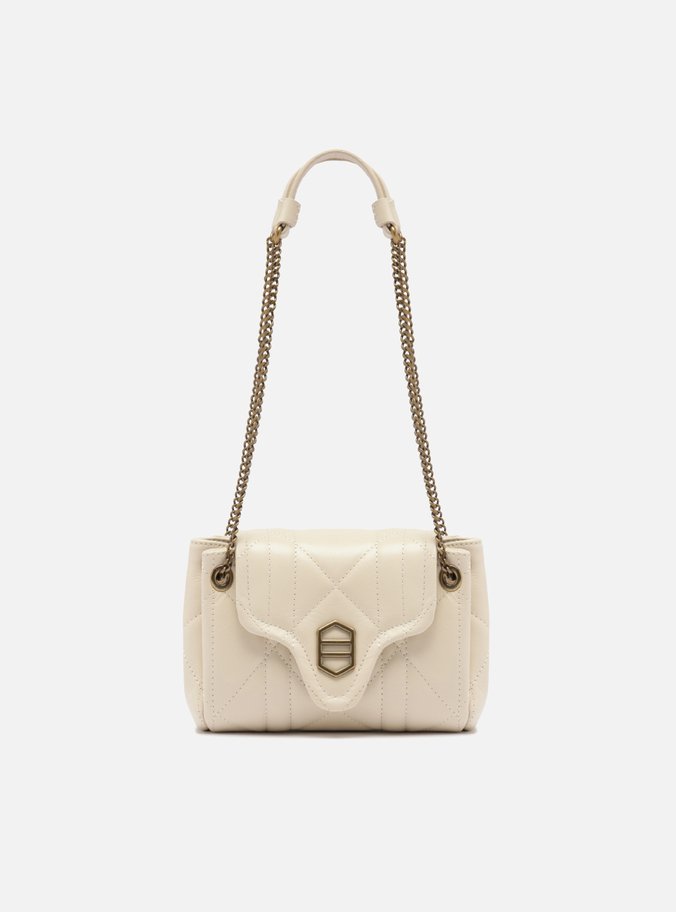 Bolsa Tiracolo Branca Couro Pequena Matelassê Corrente