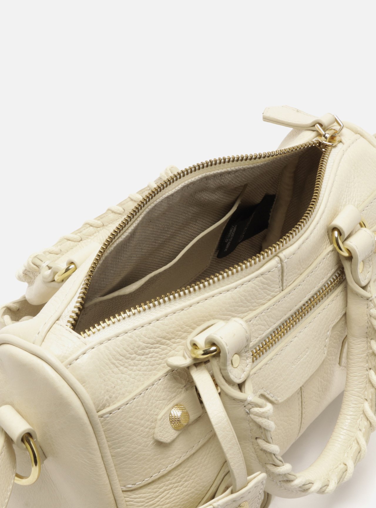 Bolsa Tote Off White Couro Pequena Alça Tressê — foto 4