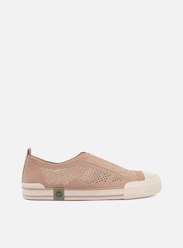 Tênis Slip On Rosa Knit Elástico Alme
