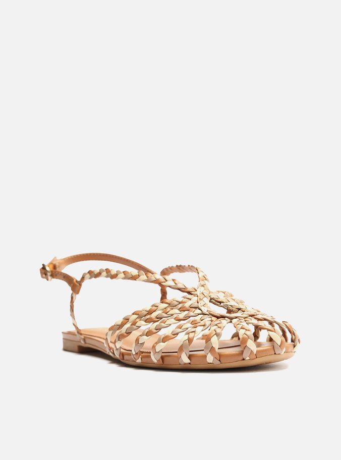 Sandália Rasteira Marrom Tiras Huarache