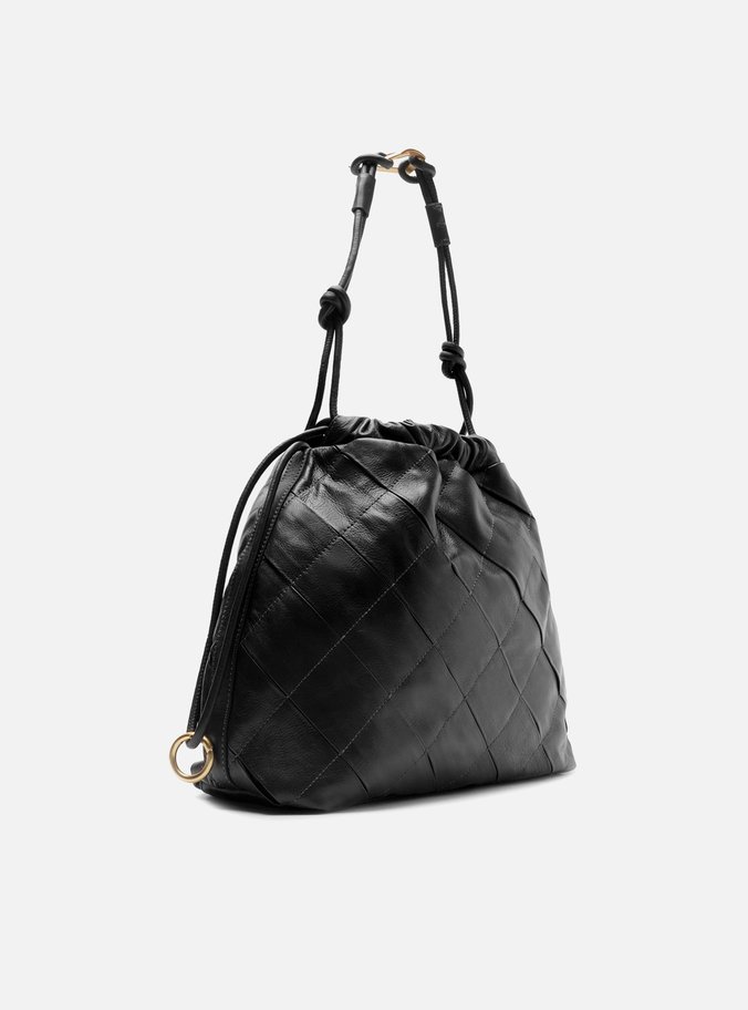 Bolsa Bucket Preta Couro Matelassê Grande
