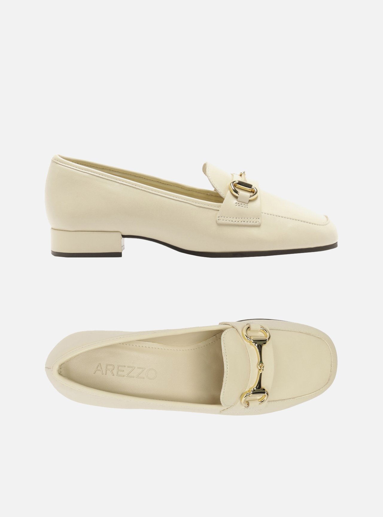 Mocassim Off-White Couro Salto Baixo Bloco Bridão — foto 5