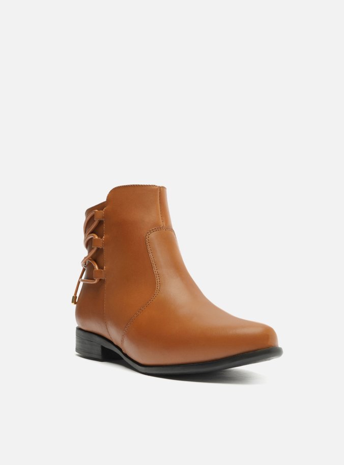 Bota Marrom Couro Cano Curto Tira Nó