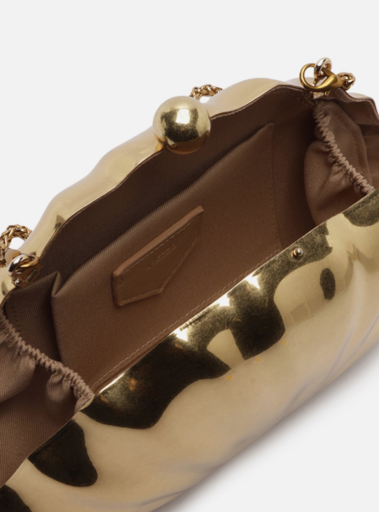 Bolsa Tiracolo Dourada Metal Média Concha — foto 4