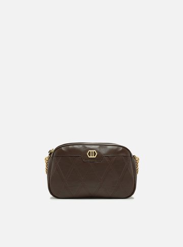 Bolsa Tiracolo Marrom Couro Matelassê Pequena