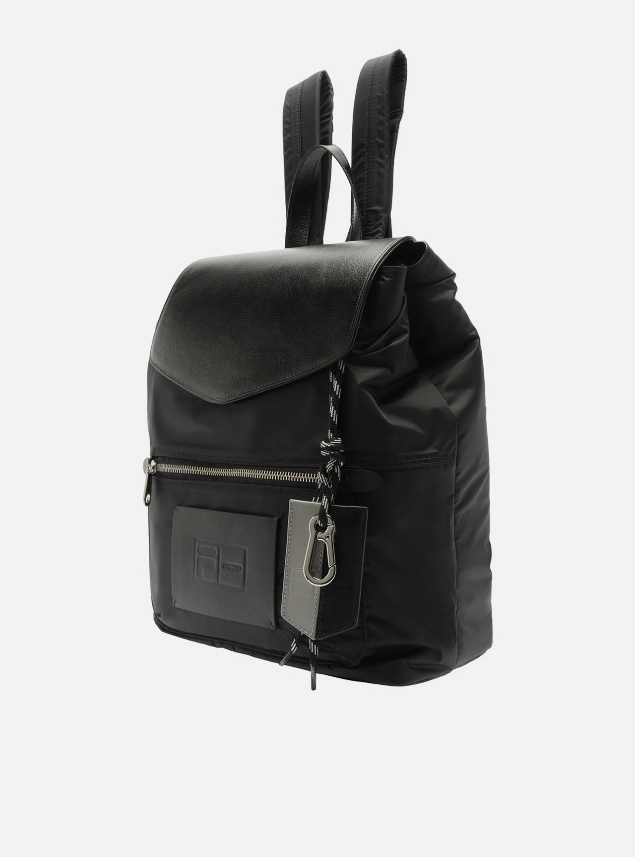 Bolsa Mochila Preta Couro Trança Metais Fila — foto 2