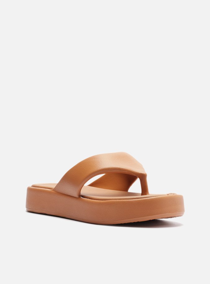 Sandália Marrom Flatform Bicolor Tira
