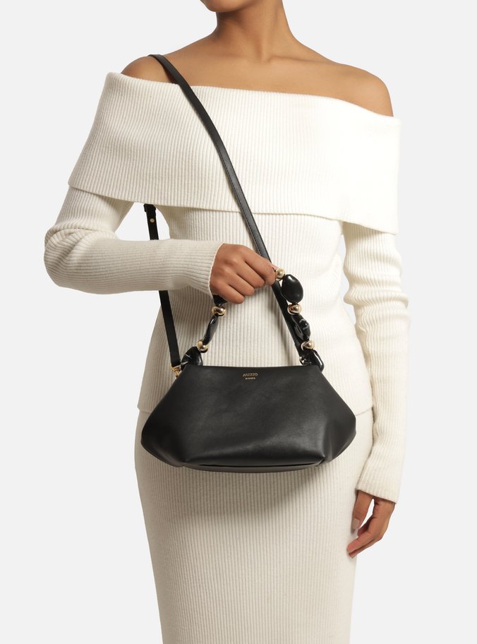 Bolsa Tote Preta Média Alça Pedras